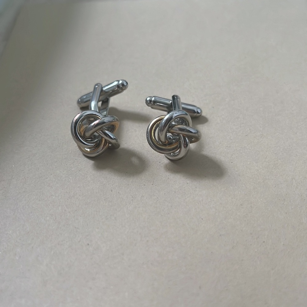 Sterling silver cuff links with a touch of gold